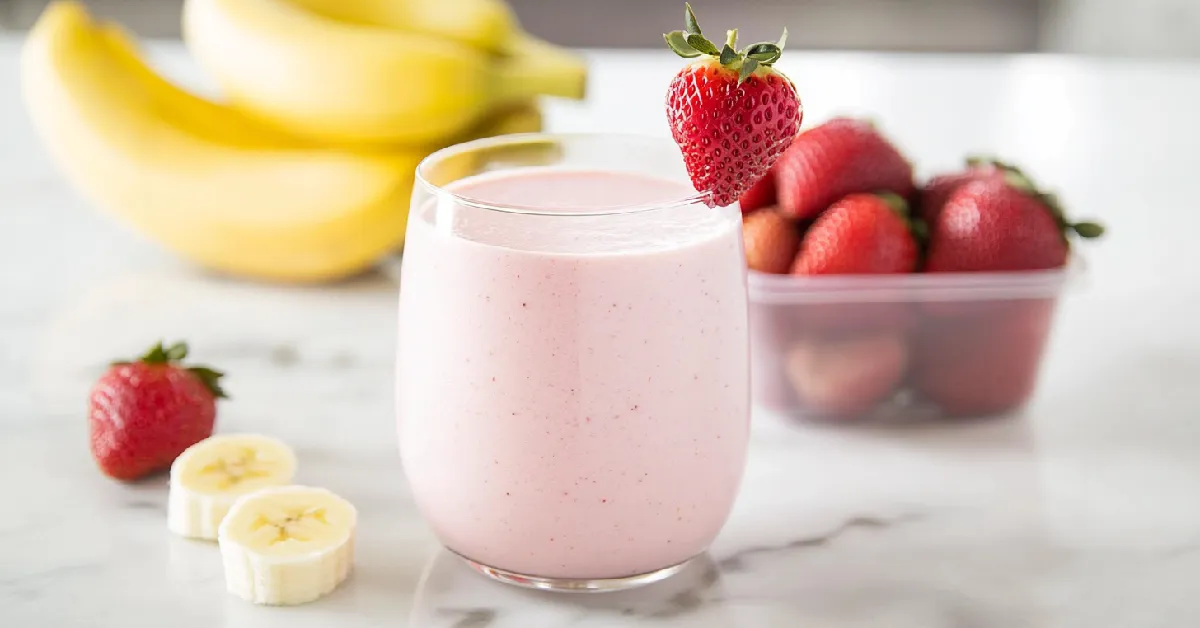 Strawberry Banana Smoothie with Fresh Fruit